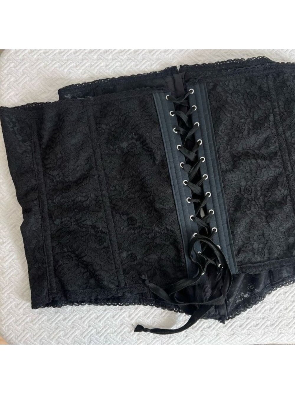 Vintage Anne-Marie Corset Bustier Black Lace Gothic Deadstock Brand New Size 44”
